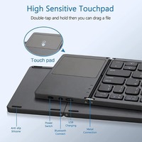 B33PLUS Keyboard Bluetooth lipat Mini portabel, papan ketik lipat tanpa kabel dengan Touchpad untuk PC Laptop
