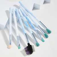 Ensemble de pinceaux de maquillage vert neuf en gros, pinceau à sourcils 7 pièces, étiquette privée personnalisée, pinceau de maquillage professionnel pour femmes