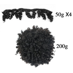 วิกผมแท้แบบดิบ 12a Virgin Hair Super Double Drawn ทรง Flower Curl พร้อมหน้าม้าสั้น สำหรับผู้หญิงผิวสี - Product Image 6