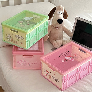 Botu - Cajas de Almacenamiento de Plástico Kawaii Nuevas al por Mayor, Cesta de Almacenamiento Plegable para el Hogar, Kuromi, My Melody, Hello Kitty, Organizador de Escritorio de Dibujos Animados - Product Image 3