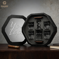 Juego de Decantador de Whisky Cuadrado Personalizado, Vasos de Whisky, Piedras de Hielo y Caja de Regalo de Madera, Regalo para Hombres y Artículos Esenciales para Bar