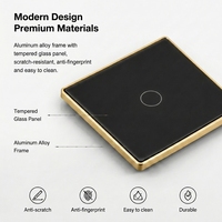 Interrupteur mural intelligent WiFi Zigbee compatible Tuya Alexa Google Home, cadre en alliage d'aluminium, panneau en verre, 1/2/3/4 voies, pour norme européenne