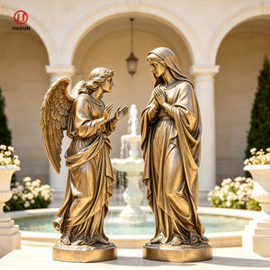 Statua in Bronzo della Coronazione della Vergine Maria, <span class=keywords><strong>Regina</strong></span> del Cielo Seduta con Due Angeli, Sceptrone e Base a Forma <span class=keywords><strong>di</strong></span> Nuvola - Product Image 5
