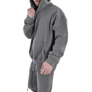 Sweat-shirts unisexes de luxe pour hommes en coton 100% de haute qualité, 380GSM, logo brodé, vente en gros, polaire uni, personnalisable, coupe ample - Product Image 2