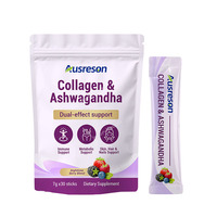 Poudre de Collagène et Ashwagandha Ausreson OEM pour Cheveux, Peau, Ongles et Soutien du Sommeil – Boisson en Poudre au Magnésium, Collagène et Ashwagandha