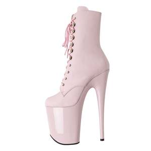 Scarpe da ballo aeree nere opache con tacco sottile con tacco spesso 8 "20cm modello con tacchi alti sottili da discoteca stivaletti da ballo - Product Image 2