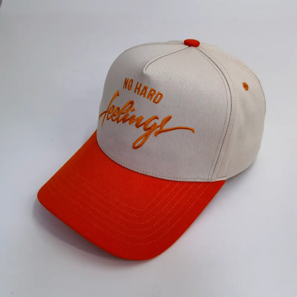 Full Customized Cotton 5 Panel Baseball Cap in 2 Tone Color With 3D Embroidery Logo Outdoor Baseball Sports Caps