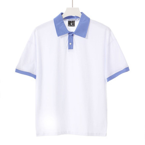 Polo de algodón puro fino de verano de 190g, Camiseta corta informal de estilo japonés a la moda para hombre, camiseta versátil para <span class=keywords><strong>mujer</strong></span> - Product Image 5