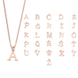 Collier pendentif alphabet anglais en acier inoxydable AZ, style coréen, design de niche, chaîne en bambou, collier sportif pour couples, best-seller - Product Image 5