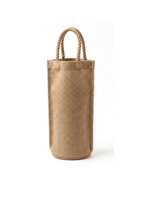 Natural Jute Single <b>Bottle</b> <b>Gift</b> <b>Bag</b> with Printed Design and Sturdy Rope Handle Reusable Carrier for Wine Shops Holiday <b>Gifts</b> - Product Image 2