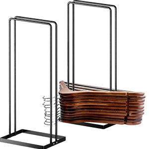 Hanger Stacker 2 Pack Rust Resistant Non-Folding Square Metal Wire Hanger Rack <b>Stand</b> Organizer for Closet & <b>Laundry</b> Room - Product Image 1