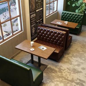 Ensemble <span class=keywords><strong>de</strong></span> sièges <span class=keywords><strong>de</strong></span> restaurant commercial, canapé en cuir américain avec tables et chaises en bois pour café, <span class=keywords><strong>bistrot</strong></span>, <span class=keywords><strong>bar</strong></span>, mobilier - Product Image 3