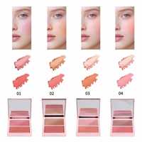 Palette de blush, d'enlumineur et de contouring bicolore sans marque, en stock ; Palette de blush mat multi-usages personnalisable