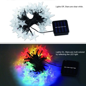 Guirlande lumineuse <span class=keywords><strong>solaire</strong></span> <span class=keywords><strong>étoile</strong></span> blanche chaude 50 LED 7M 8 modes étanche pour extérieur, décoration de jardin et patio - Product Image 5