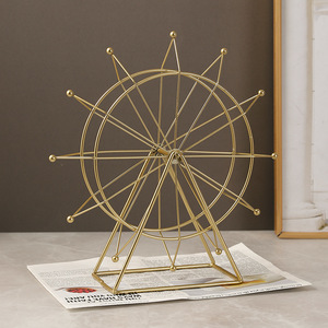 Ornement de grande roue rotative Mystic Arts en métal doré avec lumières LED, décoration de bureau pour la maison et le bureau - Product Image 2