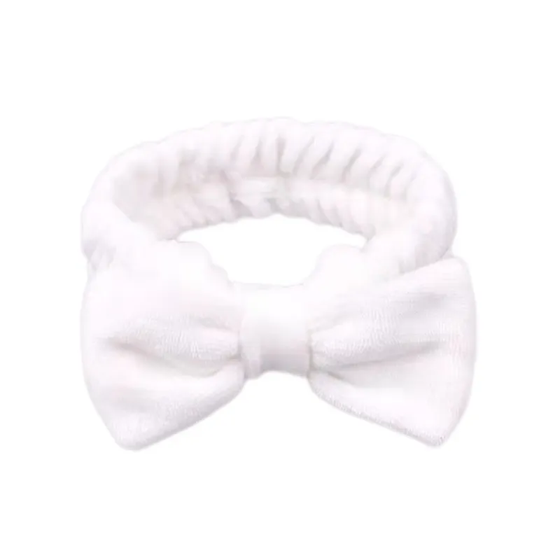 Custom Designed Hair Accessory Solid Color Elastic Princess Big Bow Headband For Shower Washing Face