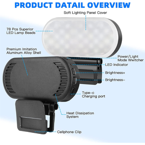 Hot Selling Portable Rechargeable <strong>LED</strong> Ring Fill Light Selfie Video Light Plastic Adjustable Color Temp Mobile Phones <strong>Cameras</strong> - Product Image 2