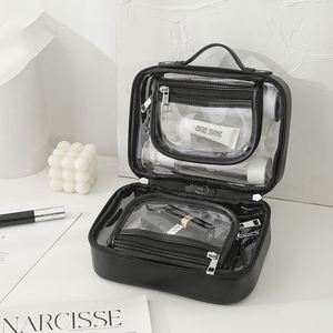 Wholesale High-End Portable <b>Makeup</b> Bag Double-Layer Toiletry Storage Large Capacity Cosmetic PU <b>Case</b> Cosmetic Bags for Bath - Product Image 4