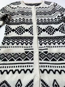Fashionable Geometric Motif <b>Long</b>-Length Knit <b>Cardigan</b> Dress vintage Style - Product Image 2
