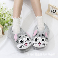 Pantoufles en peluche de dessin animé en gros, pantoufles d'intérieur en coton pour couple, chaussures chaudes en coton pour la maison automne-hiver