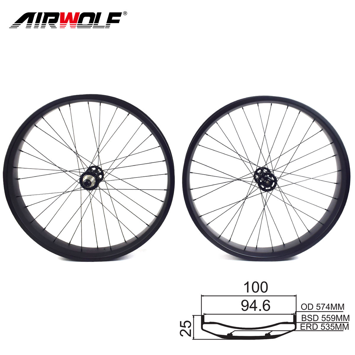 26インチファットバイクカーボンホイール 100mm幅 フックレス колесные