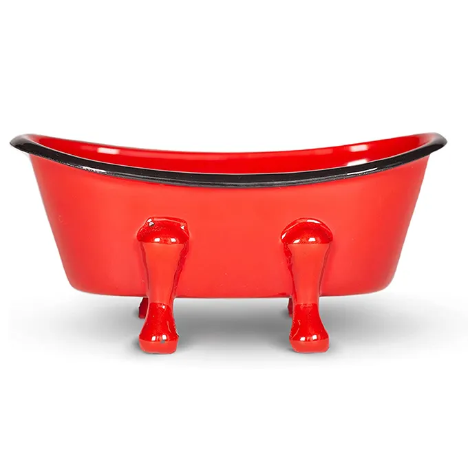 Hot sale red enamel bathtub shape soap dish holder on your bathroom