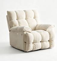 Fauteuil inclinable pivotant design nordique moderne, une place, avec fonction massage, structure en bois massif pour salon