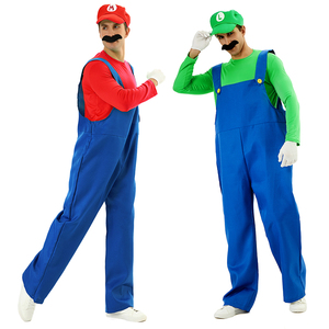 Disfraz de Halloween para Parejas Adultas RTS, Vestido de <span class=keywords><strong>Princesa</strong></span> Peach y Conjunto de Ropa de Fontanero, Disfraz Retro de Videojuego para Fiesta - Product Image 3