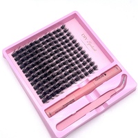 Yalee Handmade DIY Eyelash Extension Kit Bulu Mata Segmen Bahan Sintetis Hitam Alami 6 Baris Dasar Runcing Tipis Ringan