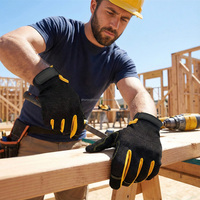 Gants de travail confortables antidérapants et anti-vibrations à doigts complets, résistants à l'usure, en cuir et polyester, gants de sécurité pour la construction