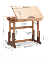 E2165 Table et bureau d'apprentissage et d'étude en bois de hêtre multifonctionnel réglable pour enfants et enfants et étudiants