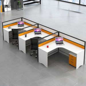 Prix usine espace de travail moderne 4 6 8 10 personnes en forme de L cloison bureau personnel Table meubles cabine modulaire bureau poste de travail - Product Image 2