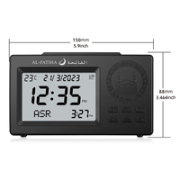Horloge de table musulmane avec alarme Adhan pour toutes les villes Heure islamique Azan pour la prière avec Qiblah Direction Temp et calendrier Hijir