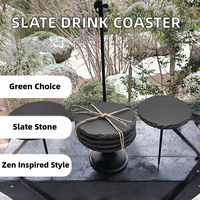 Set de table en ardoise naturelle écologique au design moderne, style zen asiatique, épaisseur 4 mm, résistant à la chaleur, rond, noir, pour la maison et la restauration
