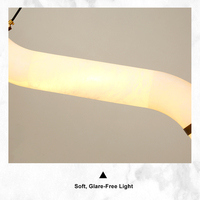 Lampe suspendue en forme de S en albâtre contemporain de luxe, tube en laiton brossé, lumière LED 36W pour villa, hall d'entrée, salle à manger