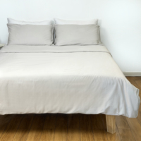 Ensemble de draps en satin 100% coton personnalisé, 400 fils, taille Queen King, gris, pour la maison, l'hôtel, luxe, respirant, doux