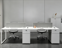 Mobilier de bureau commercial, ensemble de bureaux et chaises pour 4 ou 6 personnes, plateau en mélamine, design simple et moderne, résistant à la corrosion et à la saleté
