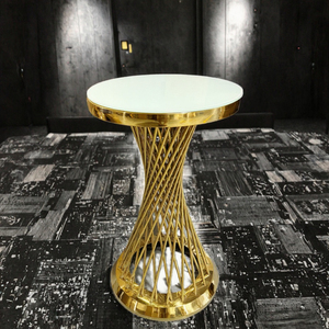 Mesa de Bar Redonda de Diseño Moderno y Lujoso MoKtong con Cubierta de Vidrio, Acero Inoxidable Dorado de Alta Calidad, Entrega Rápida en India, para Bodas - Product Image 3