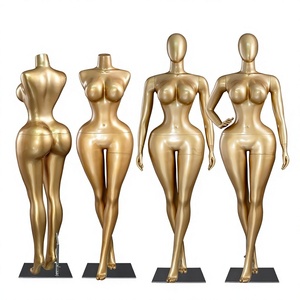Mannequin féminin en fibre de verre doré, <span class=keywords><strong>taille</strong></span> extra-large, <span class=keywords><strong>taille</strong></span> cintrée, poitrine et fessier généreux, avec tête, pour vitrine - Product Image 1