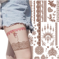 Autocollants de tatouage temporaire élégants et sexy, indiens, blancs, imperméables, longue durée, non toxiques, pour le visage et le corps, motifs personnalisables