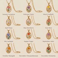 Collier Pendentif Floral Vintage Plaqué Or Émail Fleur de Naissance pour Femme Style Français Bijoux Quotidien Personnalisé OEM