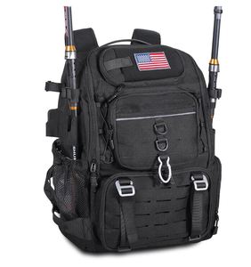 39L Fishing Tackle Backpack with <b>Rod</b> <b>Holders</b> Cooler Water Resistant Fishing Gear Storage Bag with Protective Rain Cover - Product Image 1