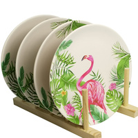 Service de table en mélamine sur le thème de la plage d'été, imprimé flamant rose et feuille de Monstera, pour pique-nique, buffet et présentation de table