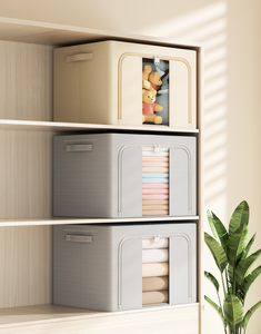 Khung Thép Lưu Trữ Hộp Có Thể Gập Lại Tủ Quần Áo Hệ Thống Tổ Chức Cửa Sổ Trong Suốt Lưu Trữ Quần Áo Thùng Vải Đồ Chơi Lưu Trữ Hộp - Product Image 5