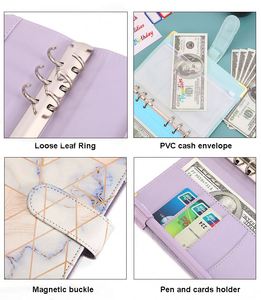 Porte-documents en cuir PU avec logo personnalisé, fermeture éclair et enveloppes colorées pour la gestion budgétaire – Disponible - Product Image 2