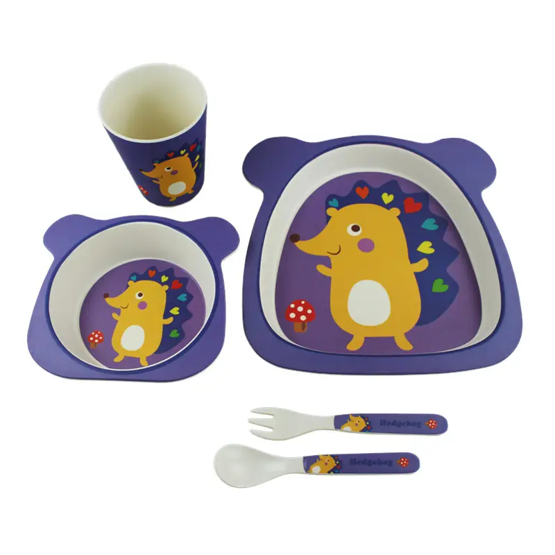 Welcome hot design environmental bamboo fiber and PLA tableware set for kids