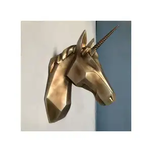 2022 Hot Sale Geometric abstraction Resin Simulation deer head unicorn head Animal Head sculpture for Indoor Home Wall Decor