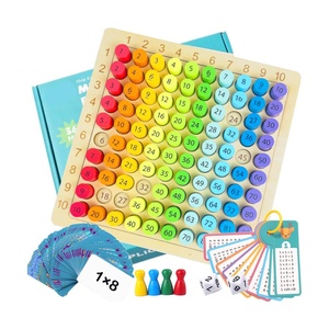 Tablero de multiplicación de madera Montessori, juego de aprendizaje de multiplicación matemática para niños, tablero de cálculo de madera, juguete educativo - Product Image 1