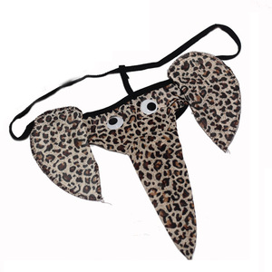 <b>Men</b> Sexy Cartoon Elephant <b>Thong</b> Underwear Low Rise Acrylic Fiber Temptation Lingerie Black Red Blue Leopard Print - Product Image 3