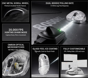 Mouse da Gaming Attack Shark RS3 Ultra in Fibra <span class=keywords><strong>di</strong></span> Carbonio, PAW3955MAX Dual 8KHz, Tri-Modalità, Ergonomico e Leggero - Product Image 5